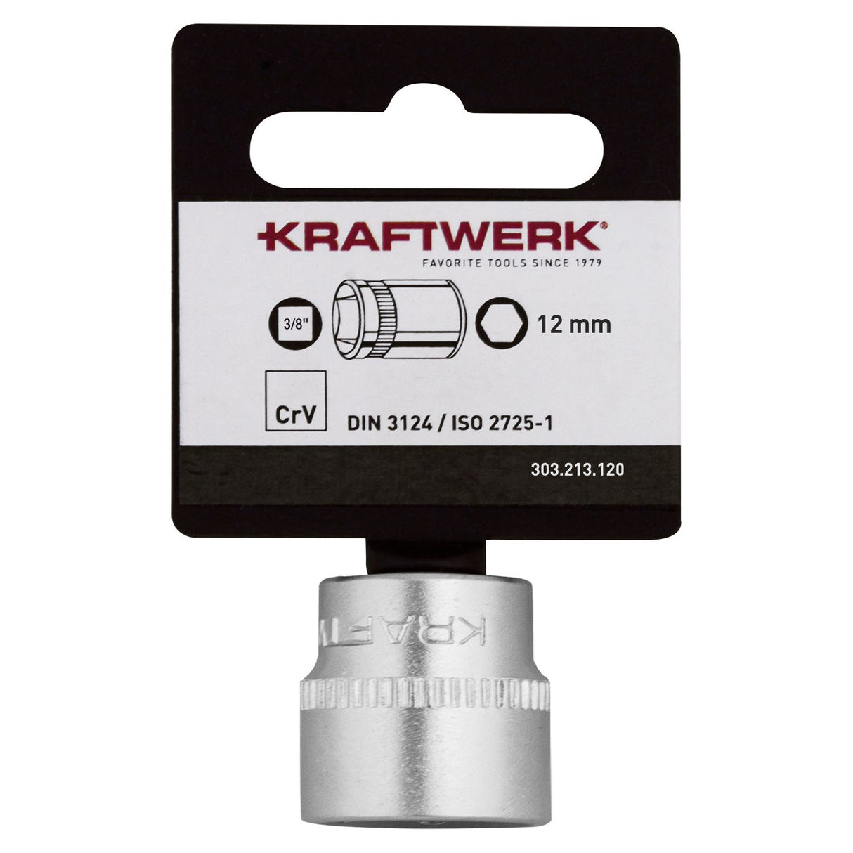 KRAFTWERK BASIC LINE 12 mm 3/8" Steckschlüsseleinsatz Aussen Sechskant, mit Aufhänger, - KW-303.213.120