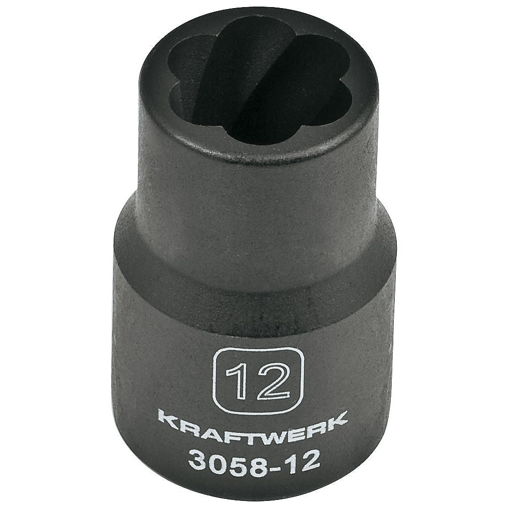 Kraftwerk PRO LINE 1/2" Spiralnutenausdreher, Ausdreh-Steckschlüsseleinsatz 12 mm