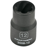 Kraftwerk PRO LINE 1/2" Spiralnutenausdreher, Ausdreh-Steckschlüsseleinsatz 12 mm