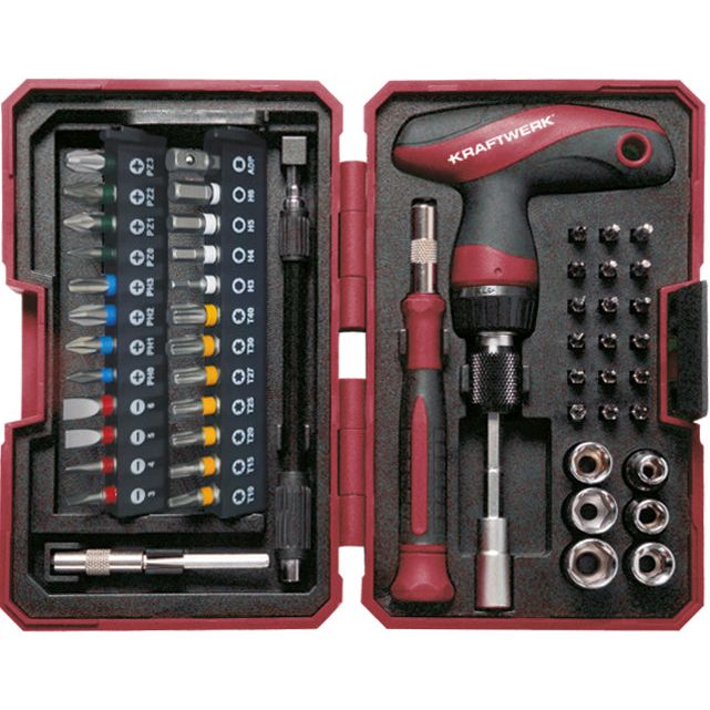 Kraftwerk BASIC LINE 1/4" Bit Box Satz mit T-Griff Schraubendreher, 53-tlg