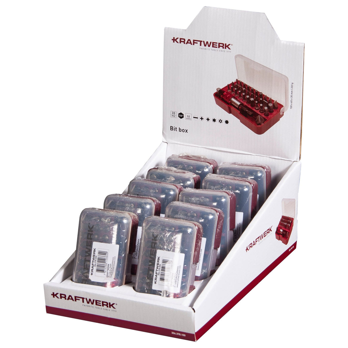 Kraftwerk BASIC LINE 1/4" Ratschen-Schraubendreher für Bits und Steckschlüsselaufsätze, 2 in 1 Doppelfunktion, Verkausdisplay mit 10 Stk