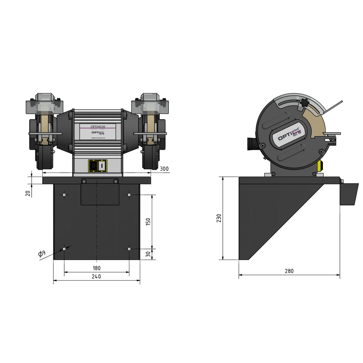 Optimum Wandhalterung für OPTIgrind QSM 150 bis SM 250 - Art. 3107050