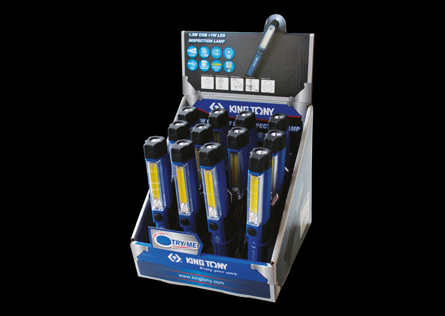 KING TONY Profi-Werkzeuge - Verkaufsdisplay LED-Inspektionslampen 9TA28A - 12 tlg. 9TA28AS