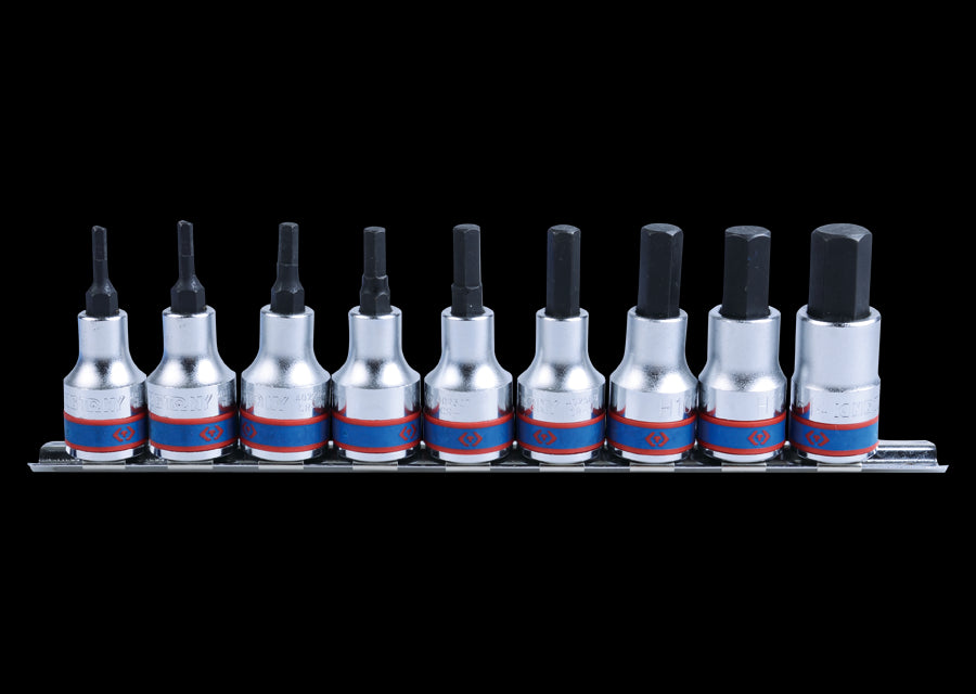 KING TONY Profi-Werkzeuge - 1/2" 6-Kant Steckschlüssel-Set - 9 tlg. 4110PR10