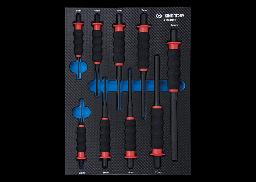 KING TONY Profi-Werkzeuge - Ummantelter Splinttreiber-Set, EVAWAVE - 9 tlg. 91009GPE