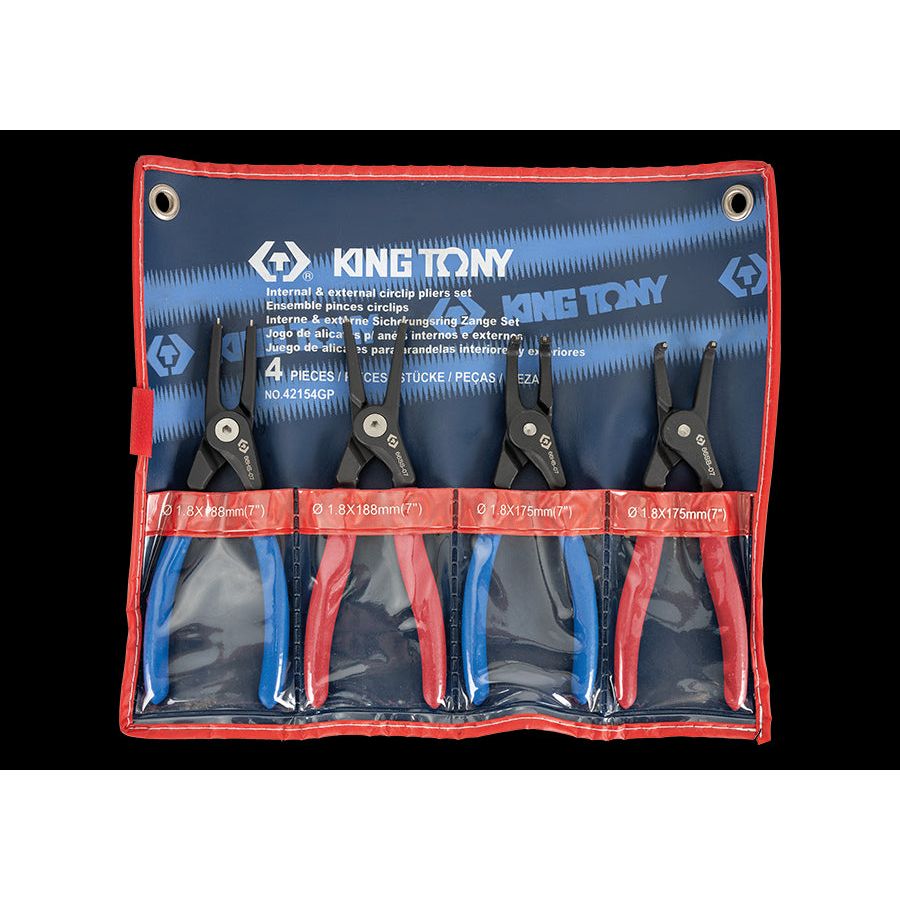 KING TONY Profi-Werkzeuge - Sprengringzangen-Set mit konischen Spitzen - 4 tlg. 42154GP
