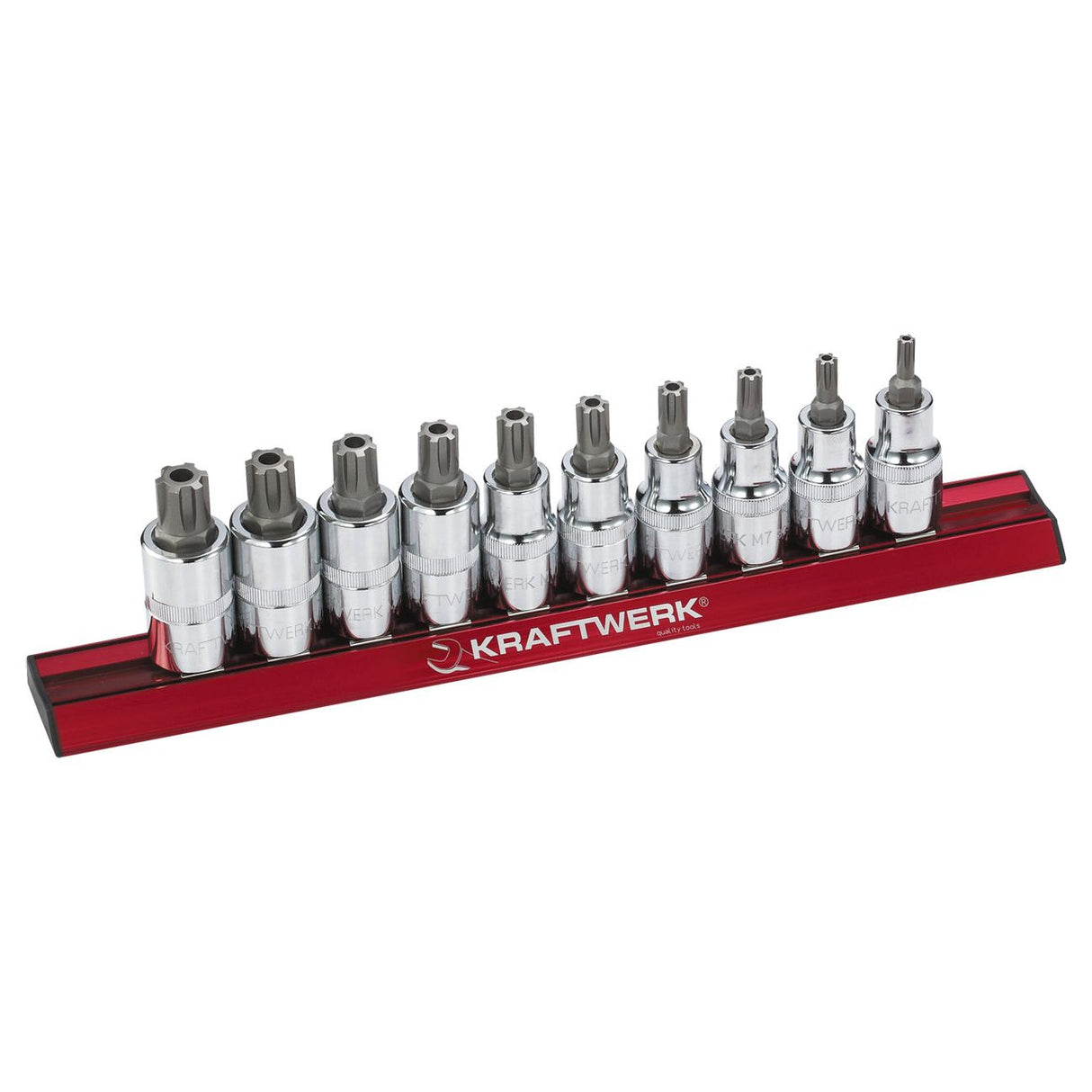 Kraftwerk PRO LINE MAGALU 1/2" Schraubendreher-SteckschlüsseleinsatzInnen Keilprofil RIBE mit Bohrung, M5 - M14, 10-tlg