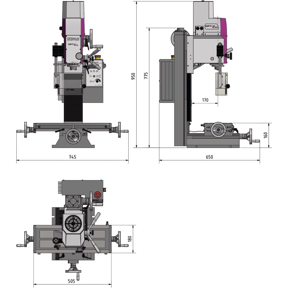 Optimum OPTImill Bohr-Fräsmaschine MH 22V - Art. 3338135