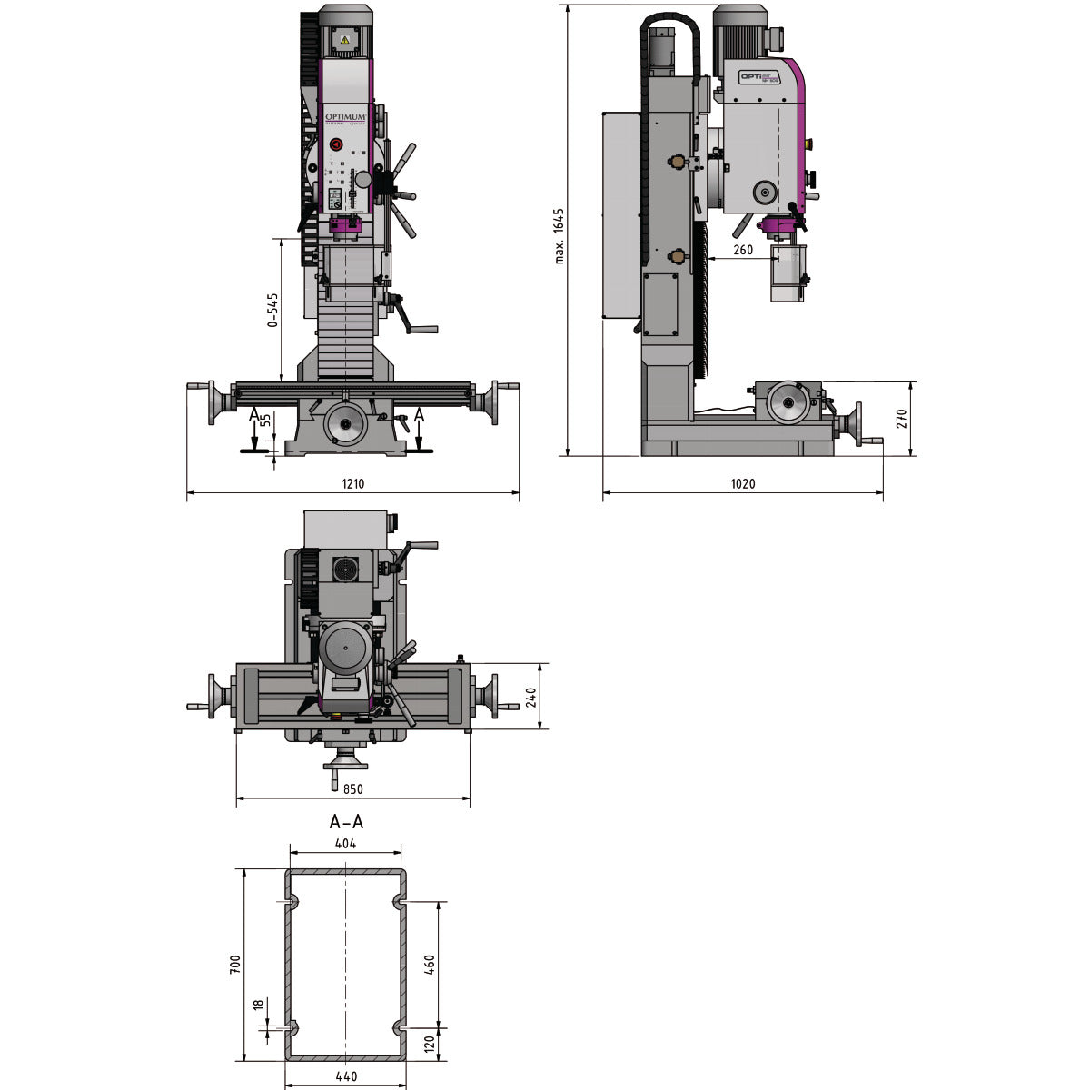 Optimum OPTImill Bohr-Fräsmaschine MH 50G - Art. 3338181
