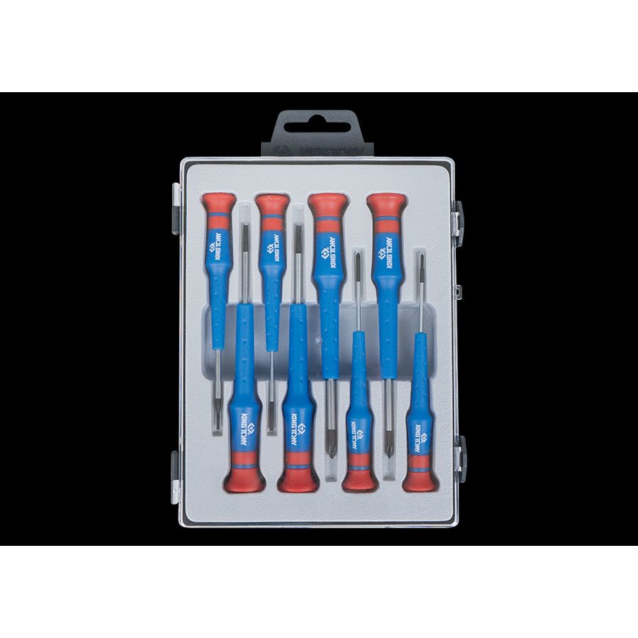 KING TONY Profi-Werkzeuge - Schlitz- und PHILLIPS®-Präzisions-Schraubendreher-Set - 8 tlg. 32108MR