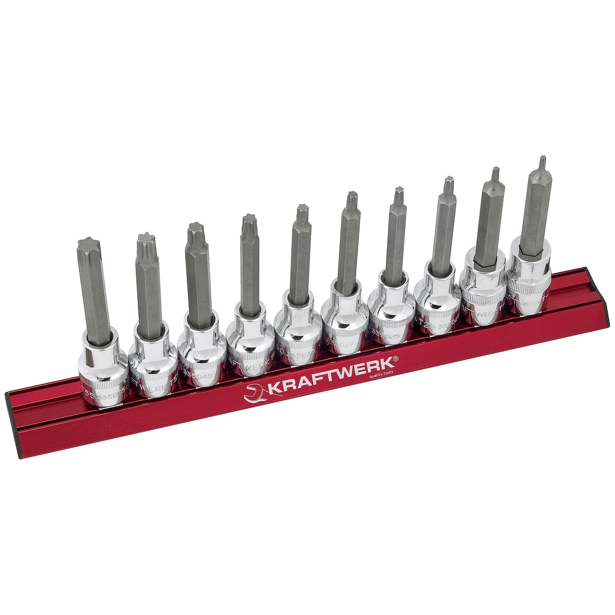 Kraftwerk PRO LINE MAGALU 1/2" Schraubendreher-Steckschlüsseleinsatz Innen TX, TORX, Set, 100 mm lang, T10 - T55, 10-tlg