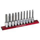 Kraftwerk PRO LINE MAGALU 1/2" Schraubendreher-Steckschlüsseleinsatz Innen Keilprofil RIBE mit Bohrung Set, 100 mm lang, M5 - M14, 10-tlg