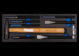 KING TONY Profi-Werkzeuge - Splinttreiber und Hammer-Set, EVAWAVE -8 tlg. 990118PRE
