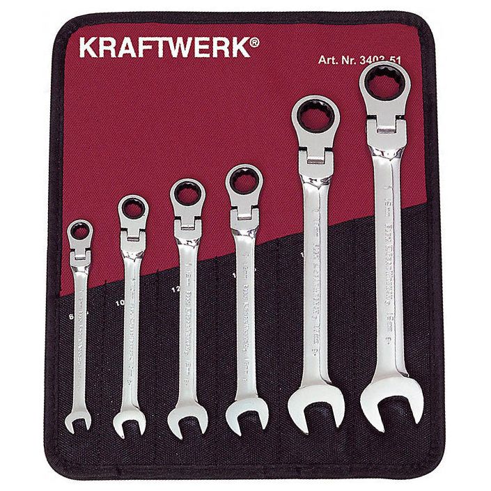 Kraftwerk PRO LINE FLEX CLICKRAFT Ringratschen-Maulschlüssel Set, flexibel, 8 - 19 mm, 6-tlg