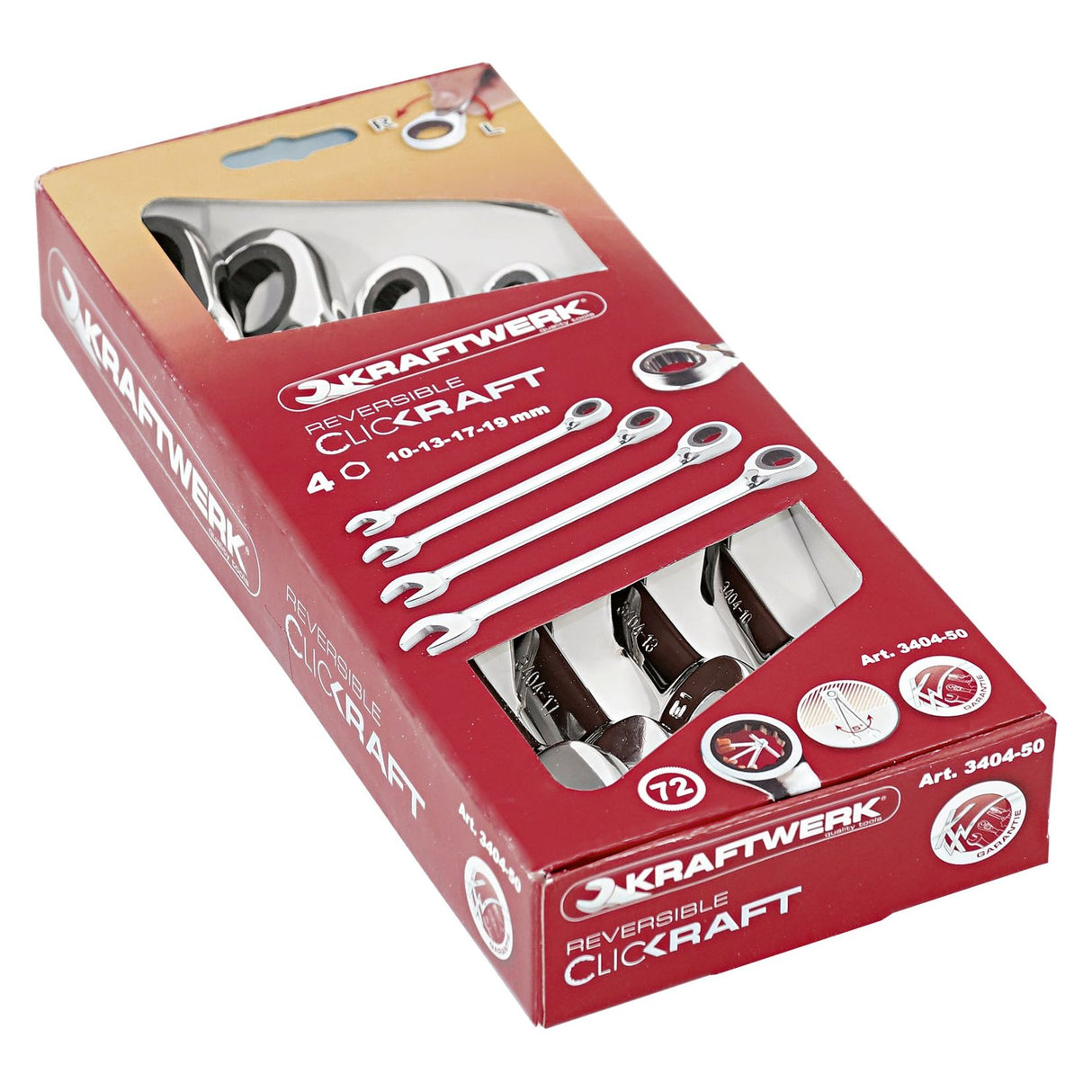 Kraftwerk PRO LINE CLICKRAFT Ringratschen-Maulschlüssel Set, umschaltbar, 10 - 19 mm, 4-tlg