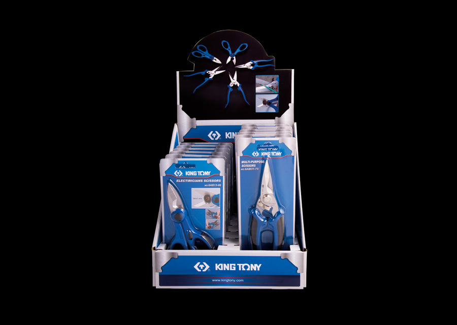 KING TONY Profi-Werkzeuge - Verkaufsdisplay Universalschere 6AB3175 + 6AB1306 - 12 tlg. 6AB0102