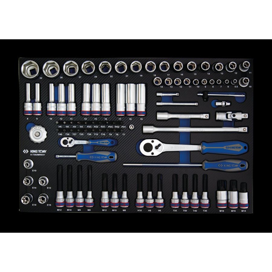 KING TONY Profi-Werkzeuge - Steckschlüssel, 1/4" und 1/2", mit Zubehör - 92 tlg. 97392MRE01