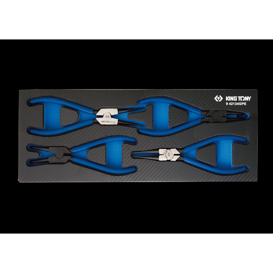 KING TONY Profi-Werkzeuge - Sprengringzangen-Set in EVAWAVE-Schaumstoff-Einlage - 4 tlg. 942134GPE