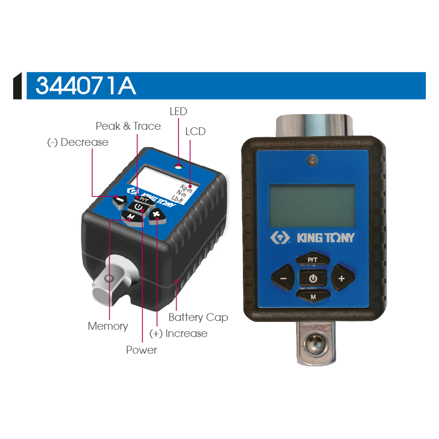 KING TONY Profi-Werkzeuge - Elektronischer Drehmoment-Adapter 3/4" 1/2" 344071A