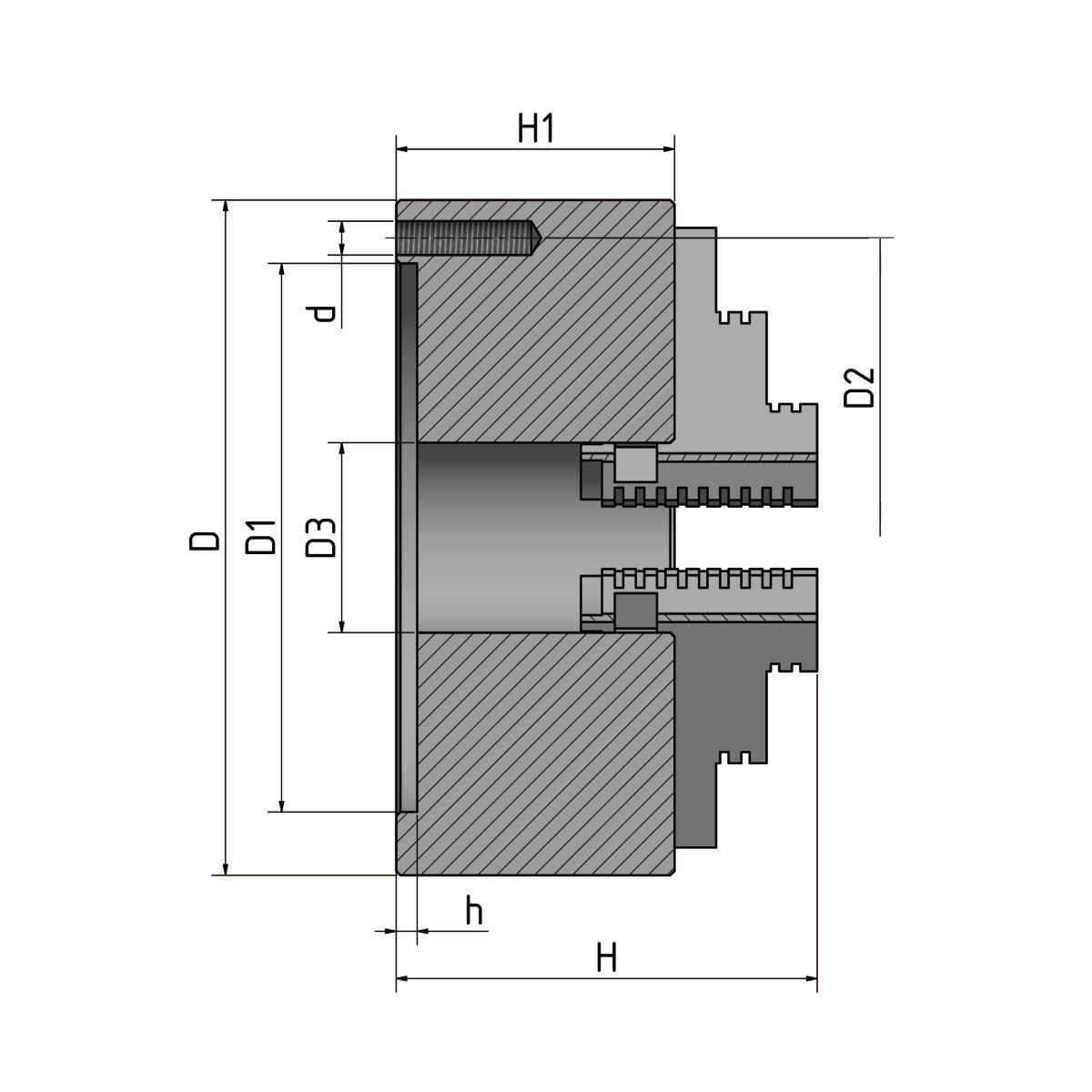 Optimum Vierbacken-Drehfutter Guss Ø 125 mm zentr.spannend - Art. 3442812