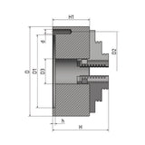Optimum Vierbacken-Drehfutter Guss Ø 125 mm zentr.spannend - Art. 3442812
