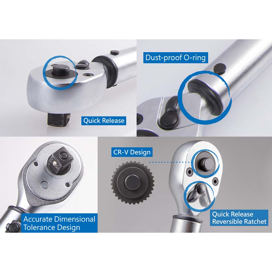 KING TONY Profi-Werkzeuge - 1/4" Industrie Drehmomentschlüssel, Umschaltratsche - 2-10Nm 342622DG