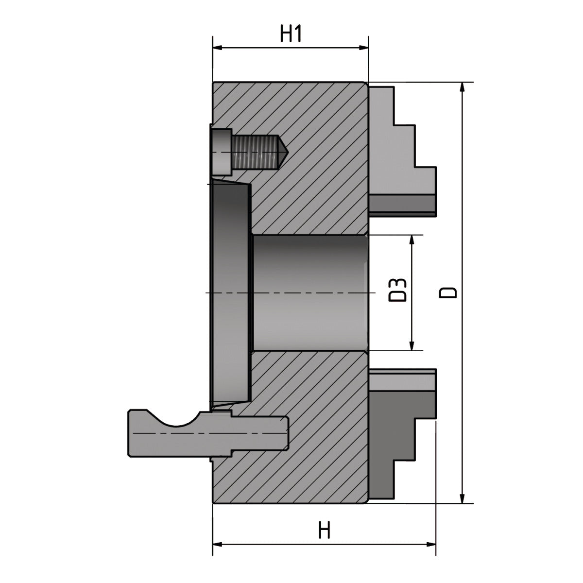 Optimum BISON Vierbacken-Drehfutter Guss Camlock, zentrisch spannend Ø 250 mm DIN ISO 702-2 Nr. 8 - Art. 3450381