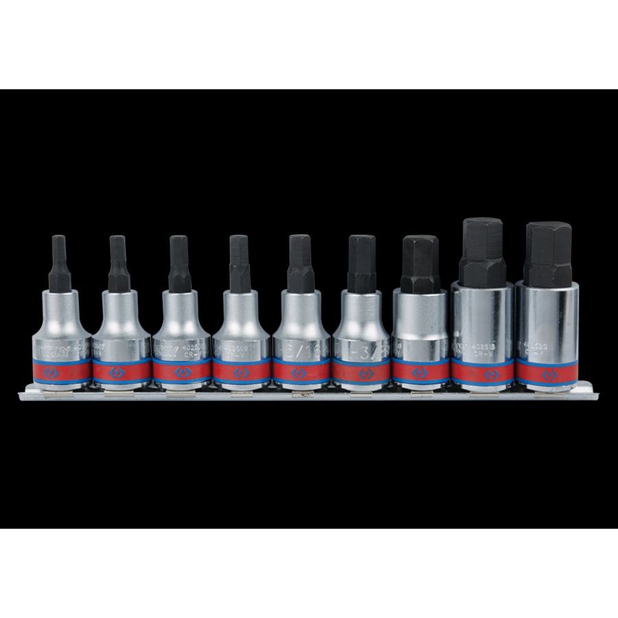 KING TONY Profi-Werkzeuge - 1/2" 6-Kant Steckschlüssel-Set, Zoll, 9 tlg. 4110SR10