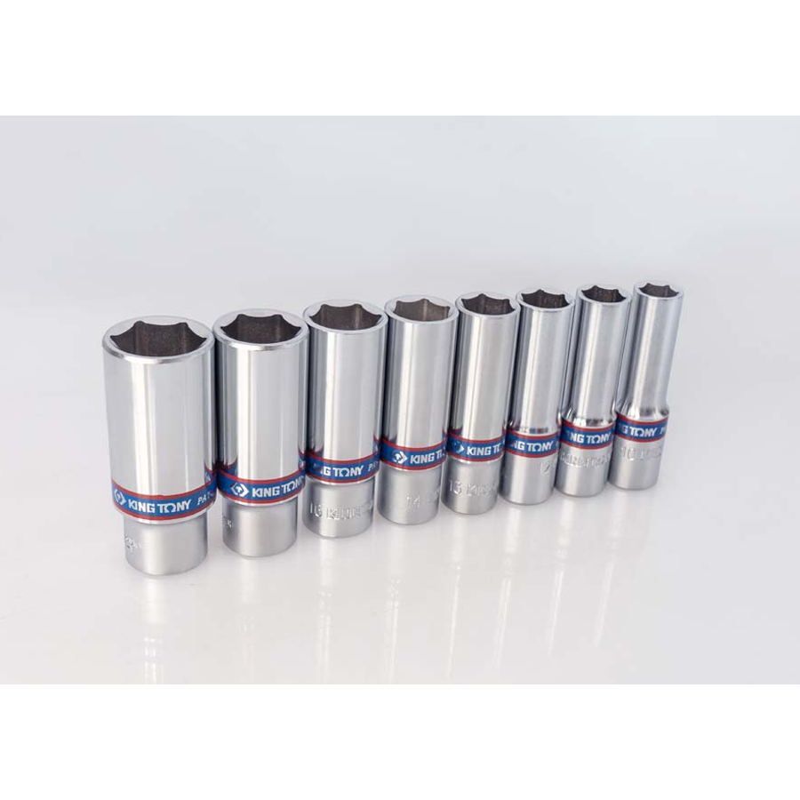 KING TONY Profi-Werkzeuge - 3/8" Steckschlüssel-Set, lang, metrisch - 8 tlg. 3508MR