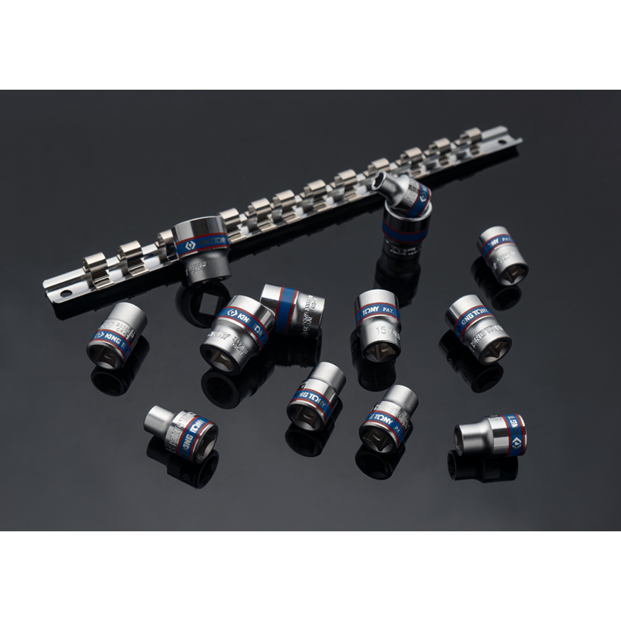 KING TONY Profi-Werkzeuge - 3/8" Steckschlüssel-Set, metrisch, Steckleiste - 13 tlg. 3513MR