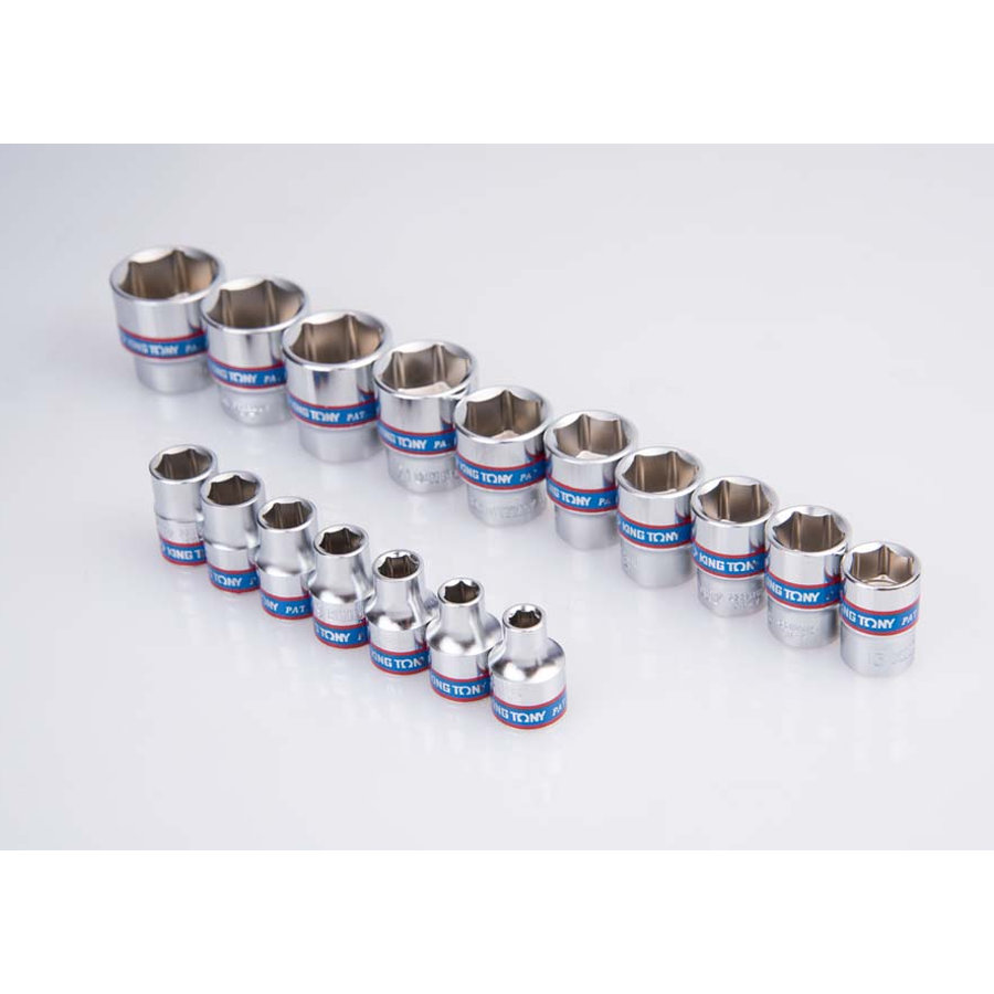 KING TONY Profi-Werkzeuge - 3/8" 6-Kant Steckschlüssel-Set, EVAWAVE, Zubehör - 23 tlg. 3523MRE10