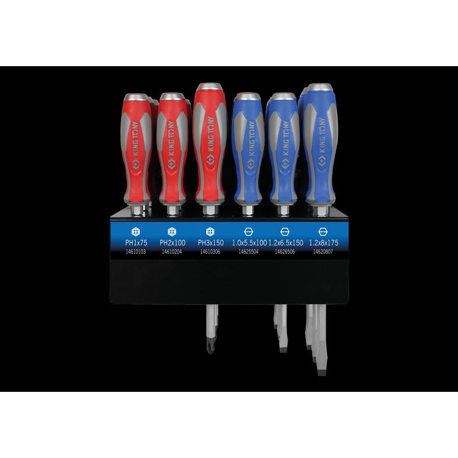 KING TONY Profi-Werkzeuge - 18 Teilig, Schraubendrehersatz mit verkaufsstäander 31318MR