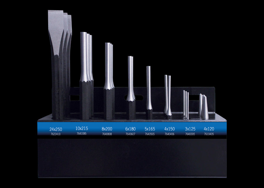 KING TONY Profi-Werkzeuge - 24 Teilig, Verkaufsständer, Meissel und Splintentreiber 1092PR