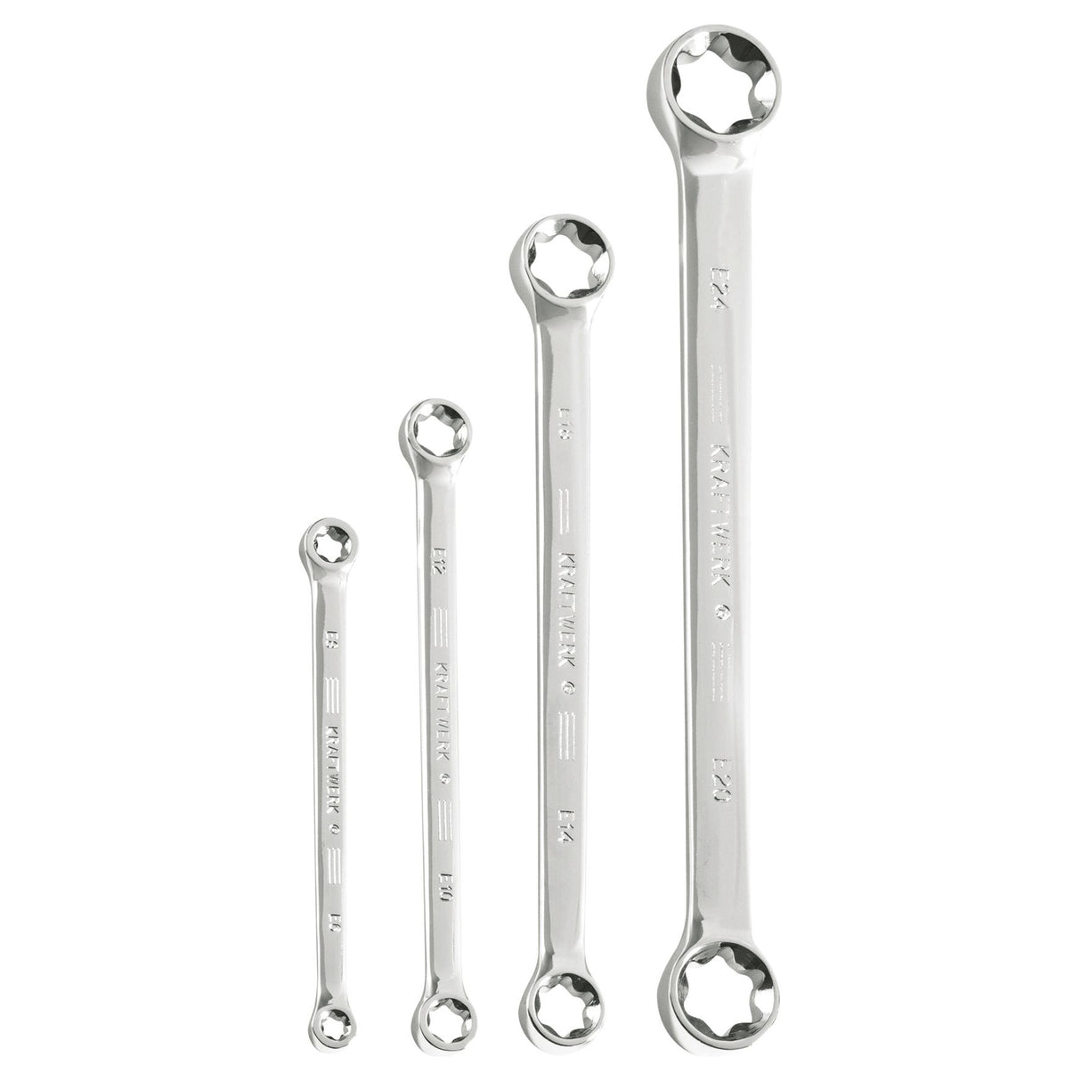 Kraftwerk PRO LINE TX-Doppelringschlüssel, TORX, E6 x E8 - E20 x E24, 4-tlg