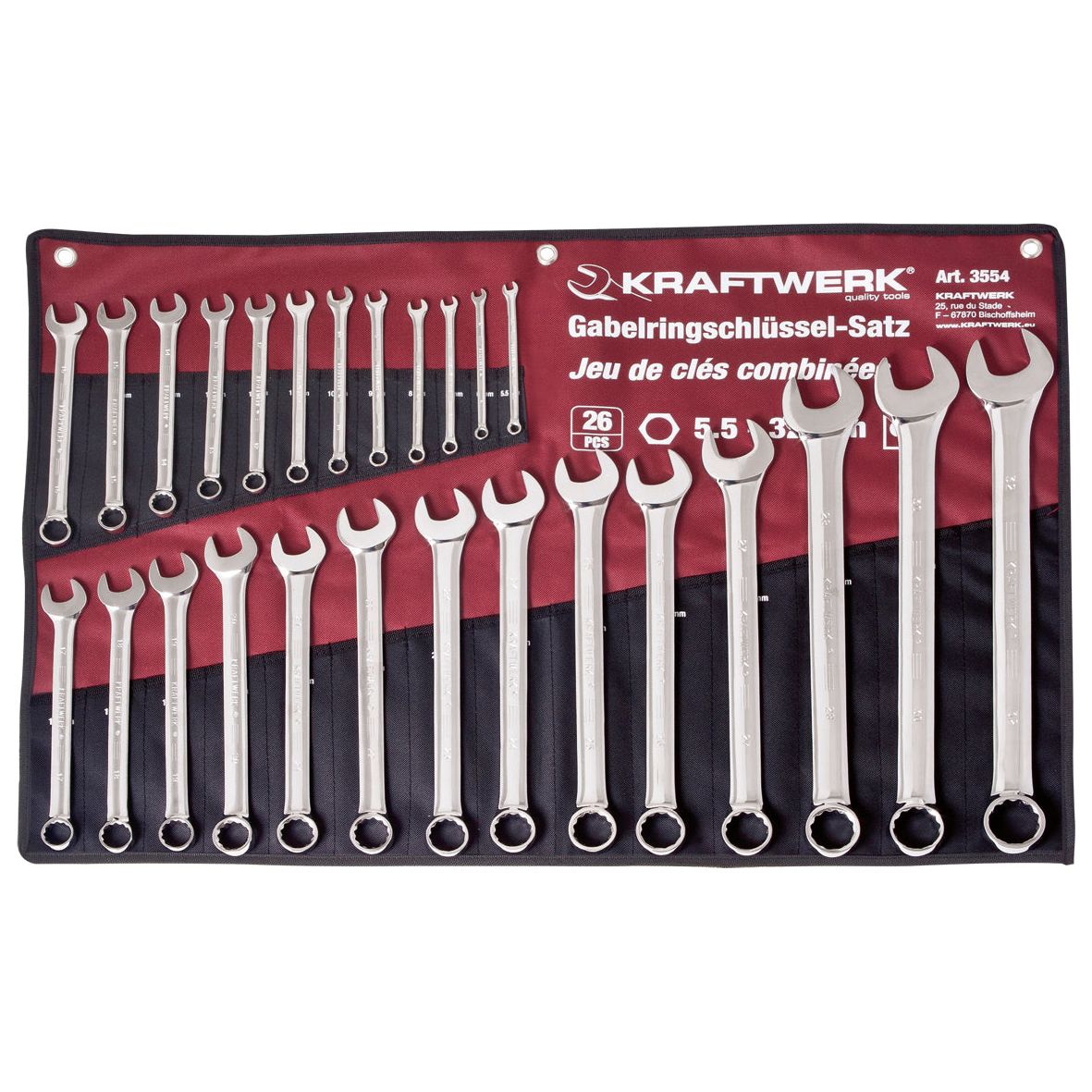 Kraftwerk PRO LINE Ring-Maulschlüssel Set, 5,5 - 32 mm, 26-tlg