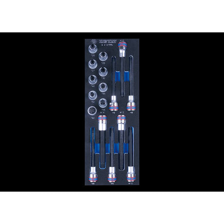 KING TONY Profi-Werkzeuge - 1/2" Steckschlüssel-Set, metrisch, EVAWAVE - 17 tlg. 94147PRV