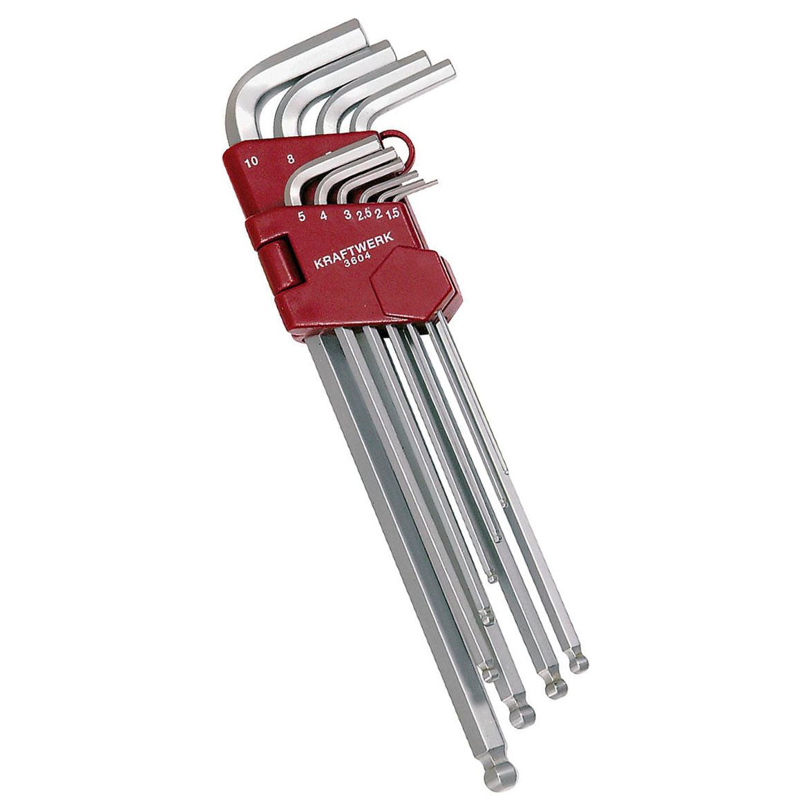 Kraftwerk Kugelkopf-Winkelstiftschlüssel-Satz für Innen-Sechskantschrauben 1,5 - 10 mm, 10-tlg