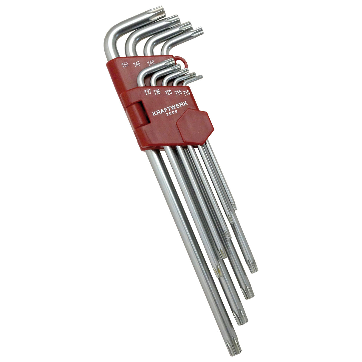 Kraftwerk TX-Stiftschlüssel-Satz mit Bohrung, TORX, TS10 - TS50, 9-tlg