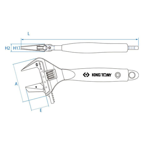 KING TONY Profi-Werkzeuge - Verstellbarer Schraubschlüssel mit umkehrbarer Backe 361408R
