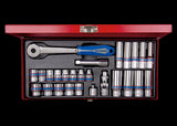 KING TONY Profi-Werkzeuge - 3/8" Steckschlüssel-Set, metrisch, Steckleiste - 26 tlg. 3527MR01