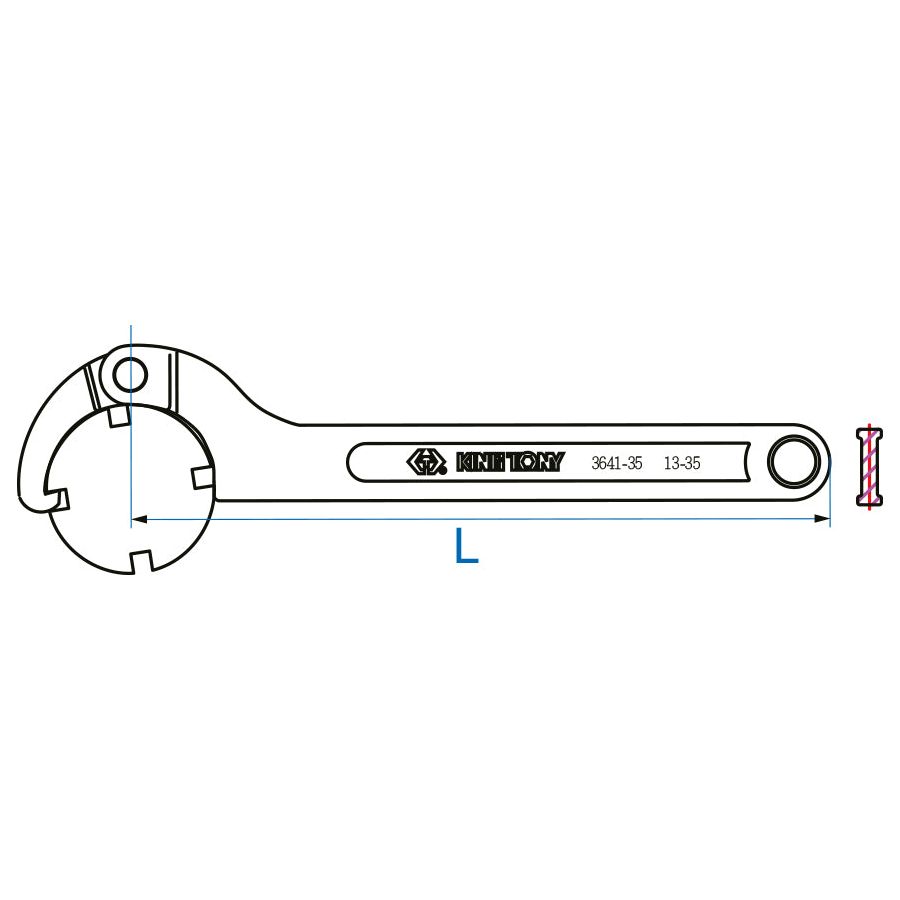 KING TONY Profi-Werkzeuge - Gelenk-Hakenschlüssel, Ø 120-180 mm - 480 mm 3641I0