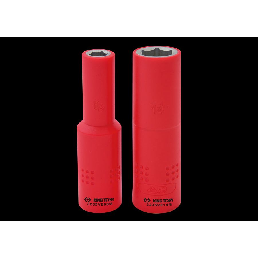 KING TONY Profi-Werkzeuge - 3/8" Steckschlüssel, lang, isoliert 12mm 3235VE12M