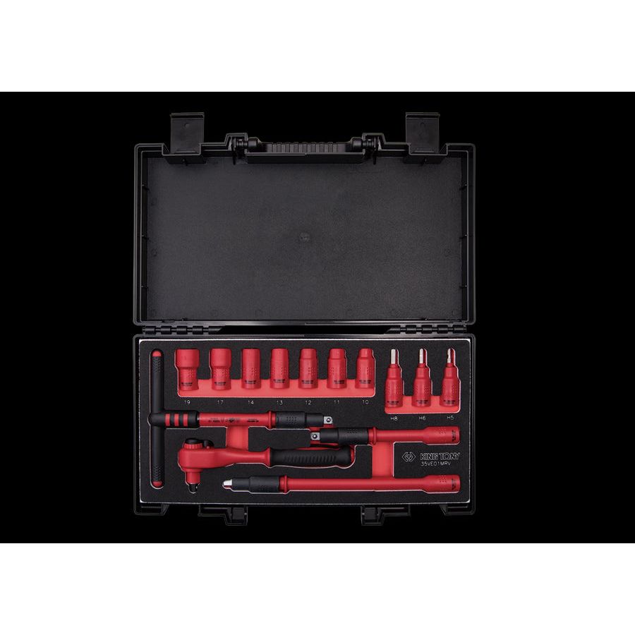 KING TONY Profi-Werkzeuge - 3/8" Steckschlüssel-Set, isoliert 14tlg. 35VE01MRV