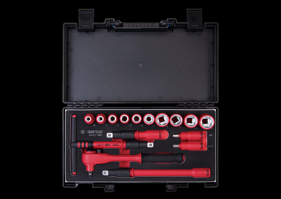 KING TONY Profi-Werkzeuge - 1/2" Steckschlüssel-Set, isoliert 16tlg. 45VE01MRV