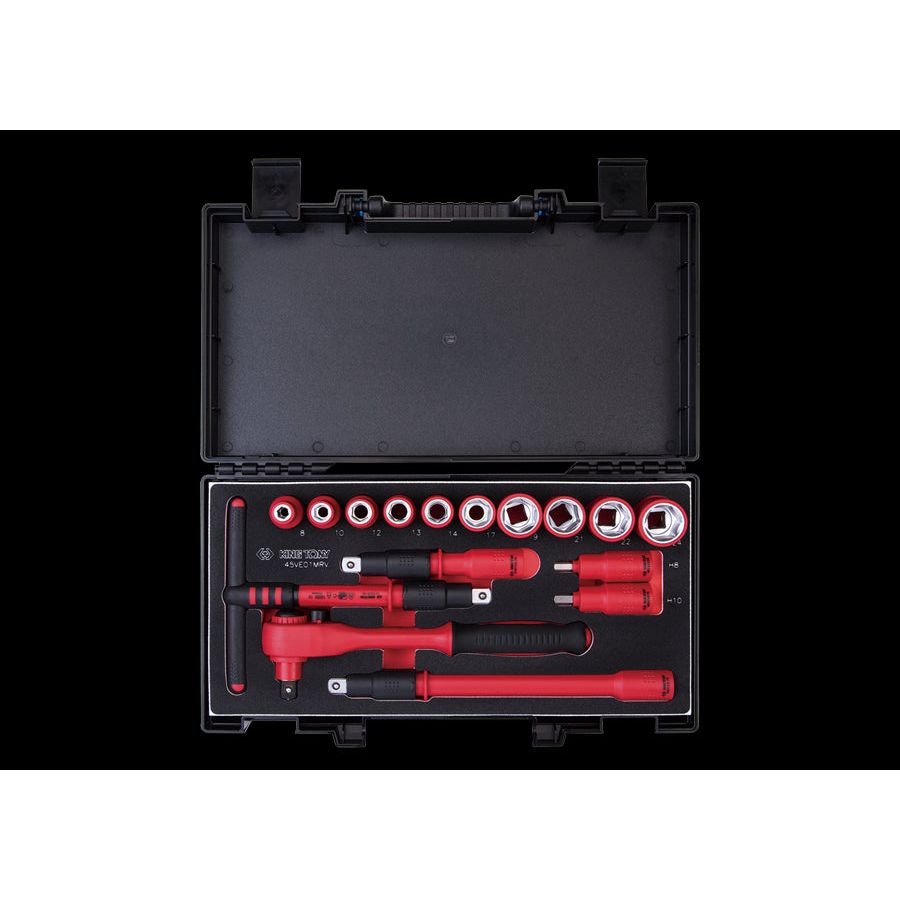 KING TONY Profi-Werkzeuge - 1/2" Steckschlüssel-Set, isoliert 16tlg. 45VE01MRV