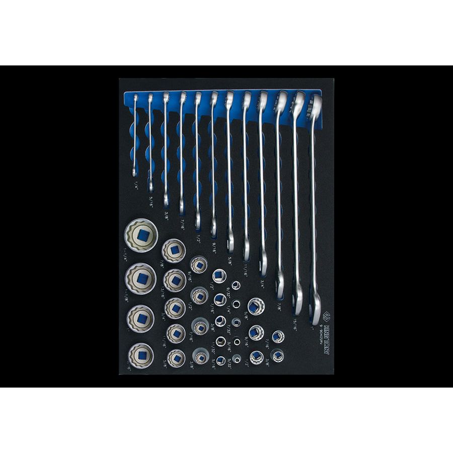 KING TONY Profi-Werkzeuge - Schaumplatte EVAWAVE mit Steckschlüssel 40tlg. 99040SRV