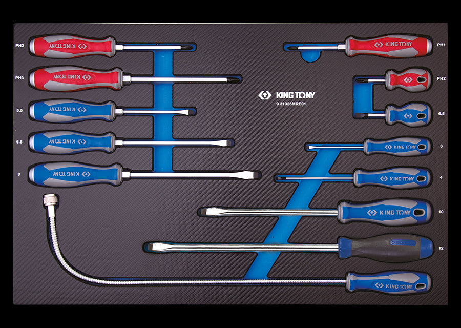 KING TONY Profi-Werkzeuge - Schlitz- und PHILLIPS® und Magnet-Finge-Set, EVAWAVE - 13 tlg. 931923MRE01