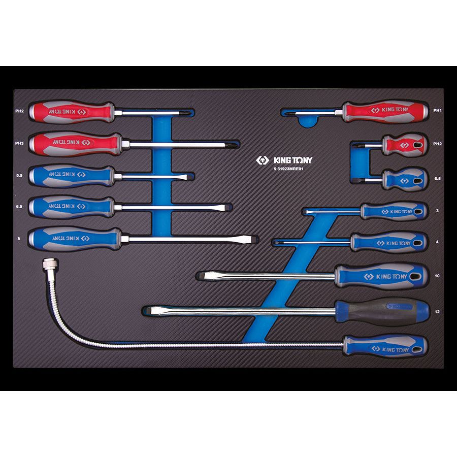 KING TONY Profi-Werkzeuge - Schlitz- und PHILLIPS® und Magnet-Finge-Set, EVAWAVE - 13 tlg. 931923MRE01