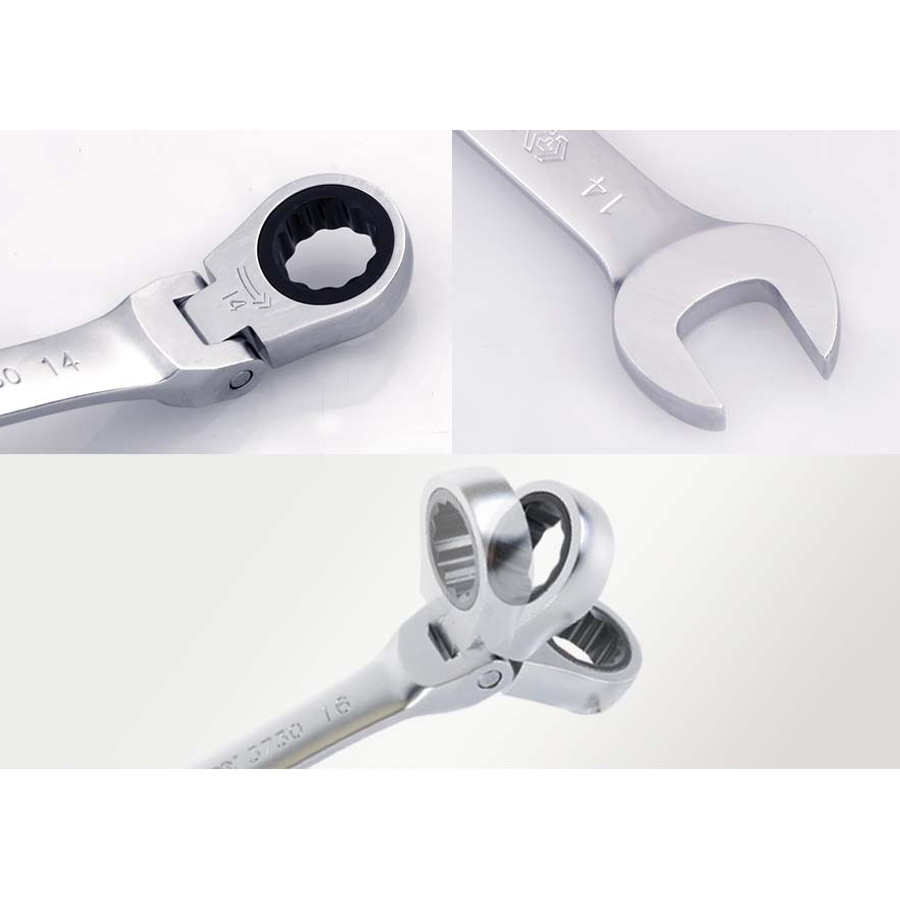 KING TONY Profi-Werkzeuge - Ratschen-Ring-Maulschlüssel mit Gelenkkopf, Blister - 19 mm BLI373019M