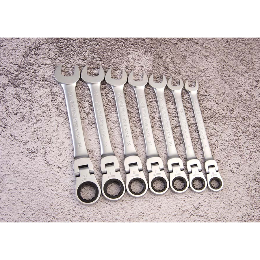 KING TONY Profi-Werkzeuge - Ratschen-Ring-Maulschlüssel mit Gelenkkopf, Blister - 17mm BLI373017M